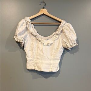 ANTONIO MELANI Cream Ruffled Puff Sleeve Blouse